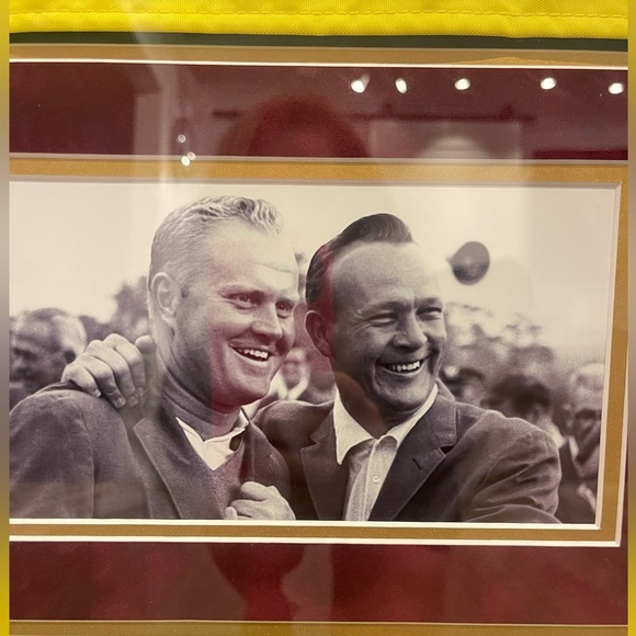 COPY - Arnold Palmer and Jack Nicklaus framed autographed Masters flags and pho… - Picture 4 of 8